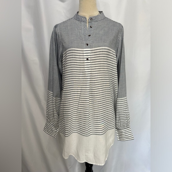 ROLLER RABBIT 100% Linen Striped Balloon Sleeve Dress Cover Up EUC Size Small - Picture 1 of 9
